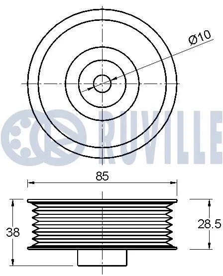 Deflection/Guide Pulley, V-ribbed belt