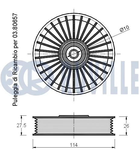 Deflection/Guide Pulley, V-ribbed belt