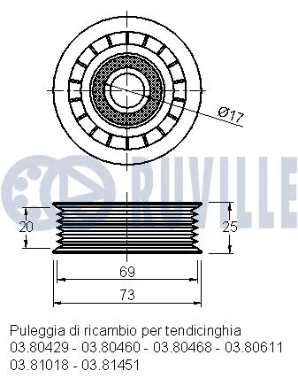 Deflection/Guide Pulley, V-ribbed belt