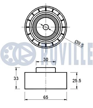 Deflection/Guide Pulley, V-ribbed belt