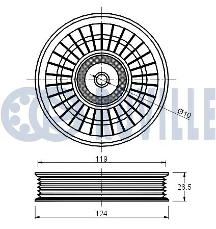 Deflection/Guide Pulley, V-ribbed belt