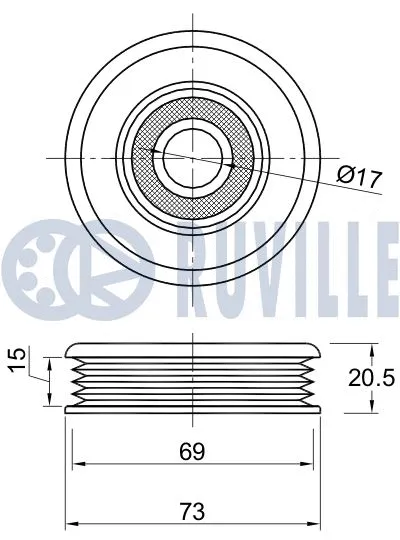 Deflection/Guide Pulley, V-ribbed belt