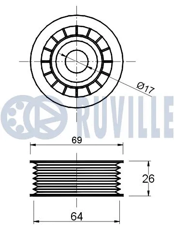 Deflection/Guide Pulley, V-ribbed belt