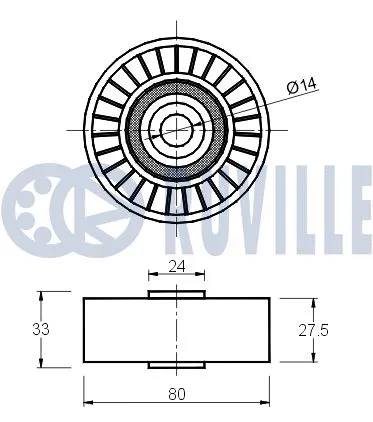 Deflection/Guide Pulley, V-ribbed belt
