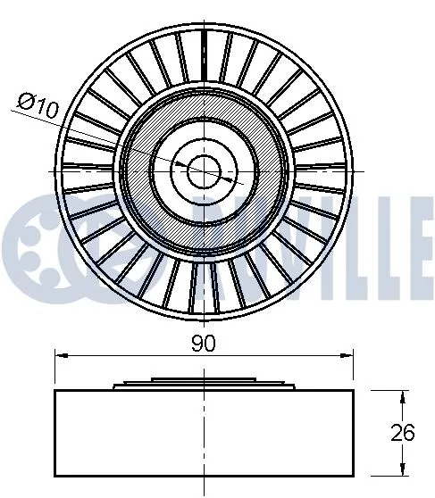 Deflection/Guide Pulley, V-ribbed belt