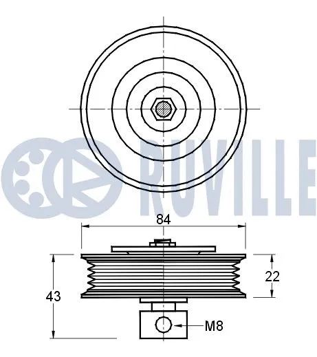 Deflection/Guide Pulley, V-ribbed belt