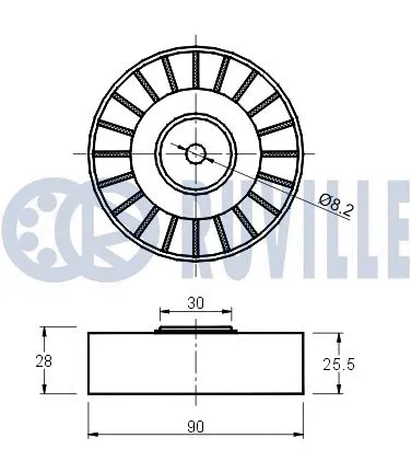 Deflection/Guide Pulley, V-ribbed belt