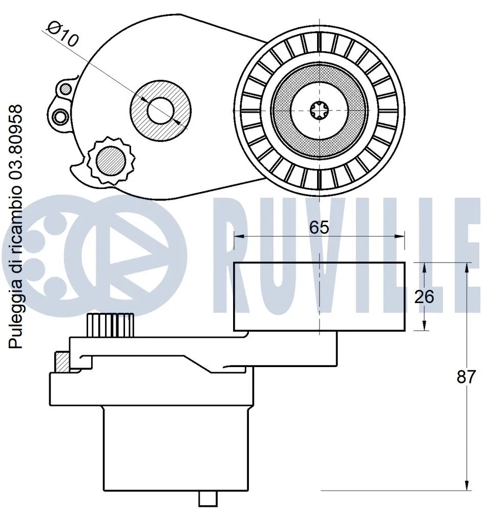 Tensioner Pulley, V-ribbed belt
