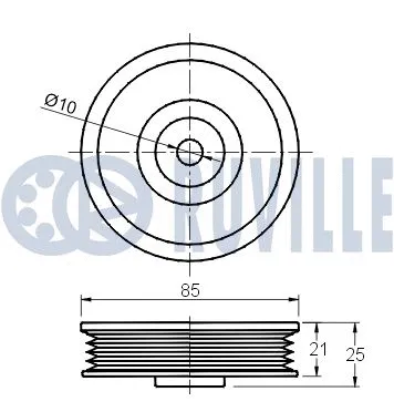 Deflection/Guide Pulley, V-ribbed belt