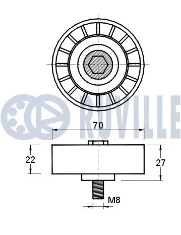 Deflection/Guide Pulley, V-ribbed belt