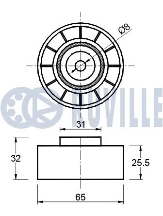 Deflection/Guide Pulley, V-ribbed belt