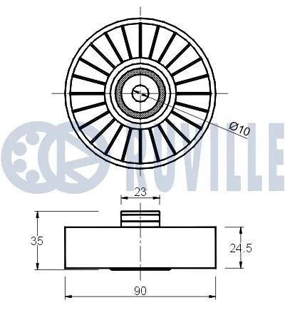 Deflection/Guide Pulley, V-ribbed belt