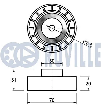 Deflection/Guide Pulley, V-ribbed belt