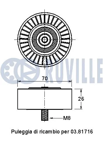 Deflection/Guide Pulley, V-ribbed belt