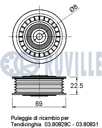 Deflection/Guide Pulley, V-ribbed belt