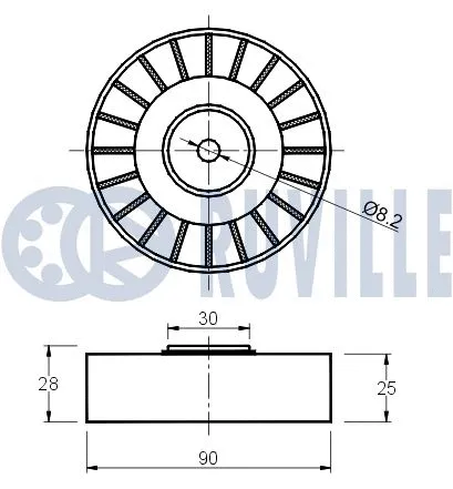 Deflection/Guide Pulley, V-ribbed belt