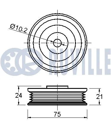 Deflection/Guide Pulley, V-ribbed belt