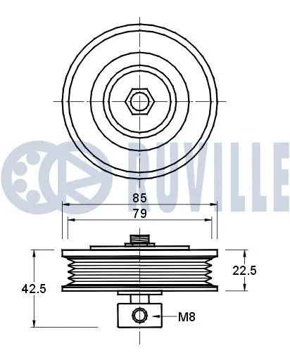 Deflection/Guide Pulley, V-ribbed belt