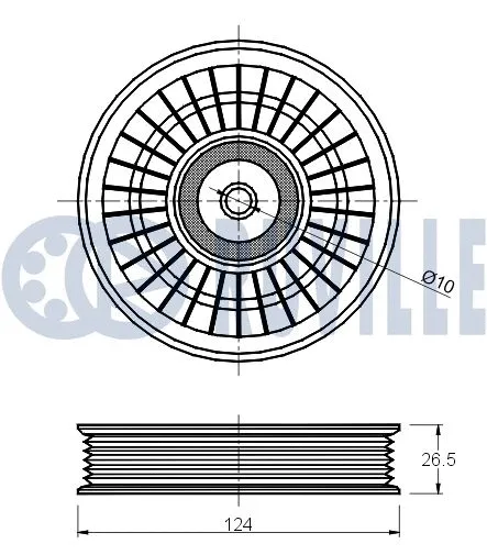 Deflection/Guide Pulley, V-ribbed belt