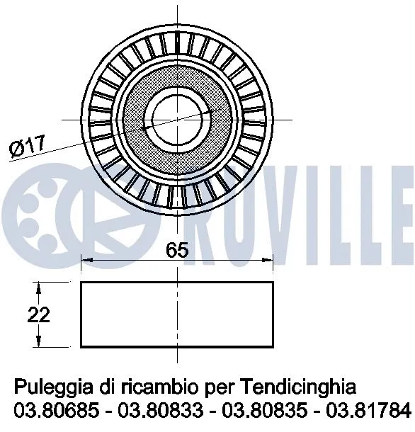 Deflection/Guide Pulley, V-ribbed belt