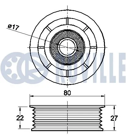Deflection/Guide Pulley, V-ribbed belt