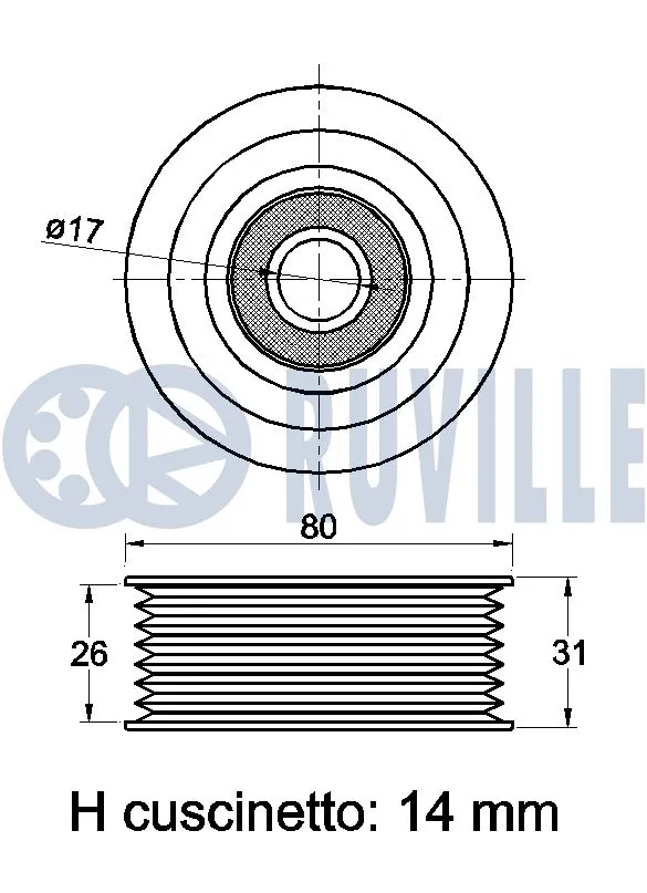 Deflection/Guide Pulley, V-ribbed belt