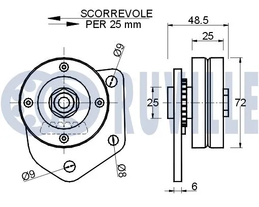 Deflection/Guide Pulley, V-ribbed belt