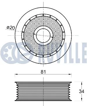 Deflection/Guide Pulley, V-ribbed belt