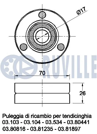 Deflection/Guide Pulley, V-ribbed belt