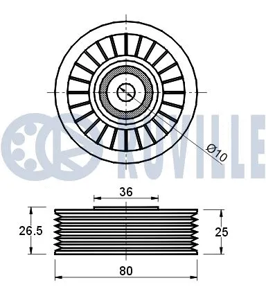 Deflection/Guide Pulley, V-ribbed belt