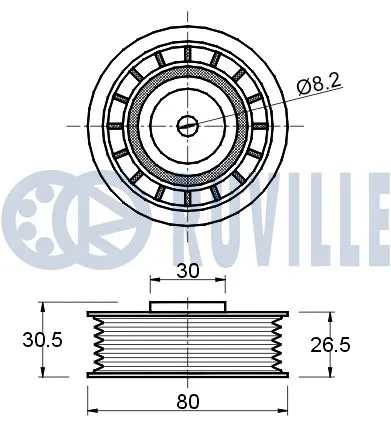 Deflection/Guide Pulley, V-ribbed belt