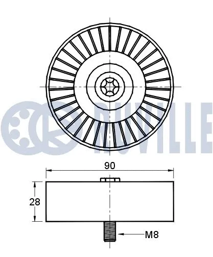 Deflection/Guide Pulley, V-ribbed belt