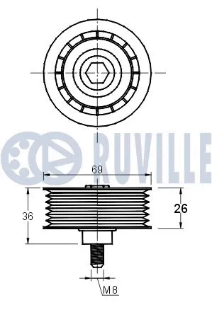Deflection/Guide Pulley, V-ribbed belt