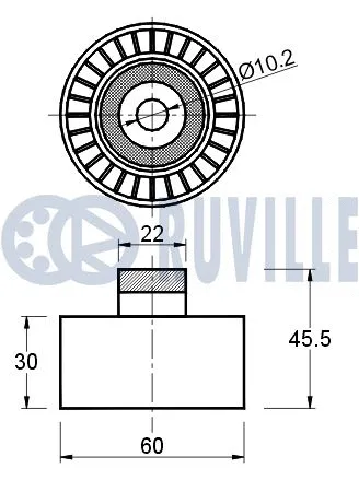 Deflection/Guide Pulley, V-ribbed belt