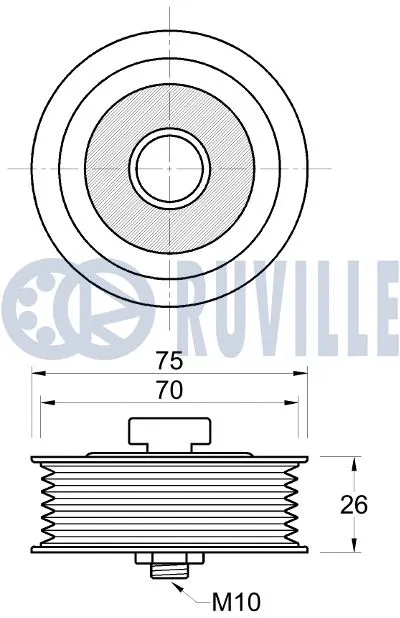 Deflection/Guide Pulley, V-ribbed belt