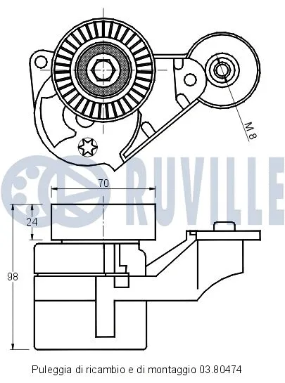 Belt Tensioner, V-ribbed belt
