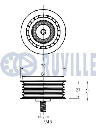Deflection/Guide Pulley, V-ribbed belt