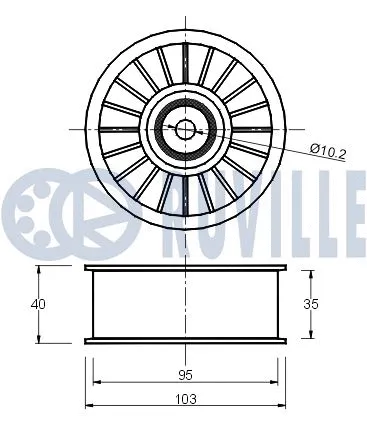 Deflection/Guide Pulley, V-ribbed belt