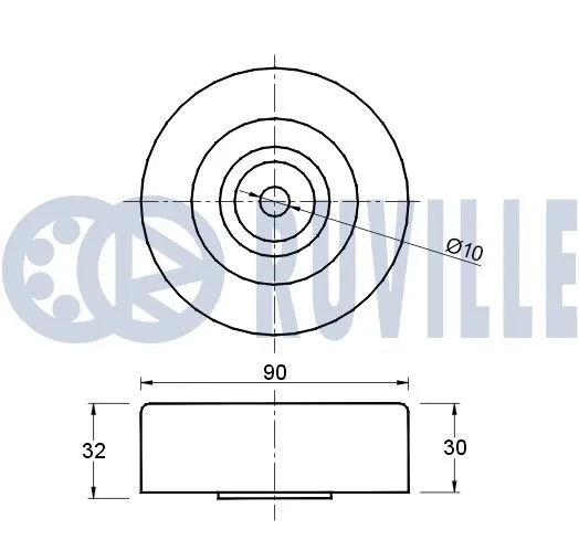 Deflection/Guide Pulley, V-ribbed belt