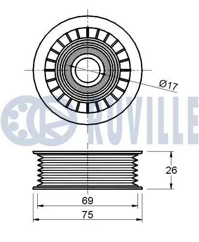 Deflection/Guide Pulley, V-ribbed belt
