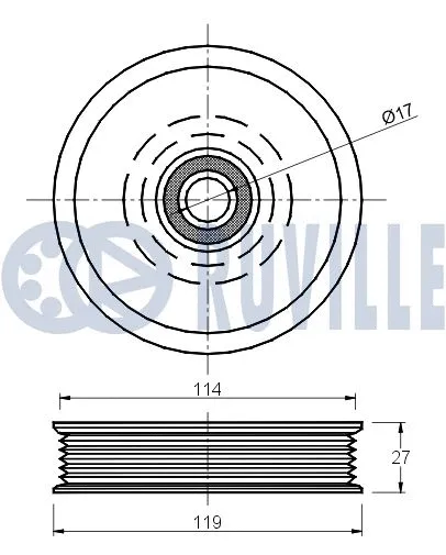 Deflection/Guide Pulley, V-ribbed belt