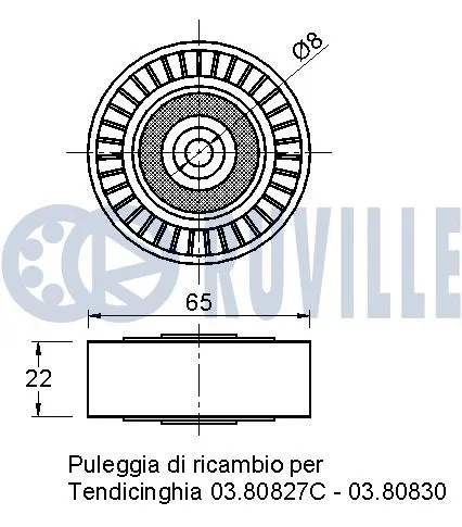 Deflection/Guide Pulley, V-ribbed belt