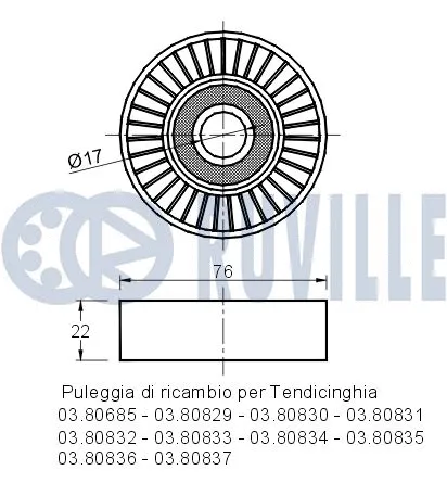 Deflection/Guide Pulley, V-ribbed belt