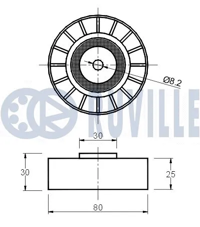 Deflection/Guide Pulley, V-ribbed belt