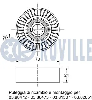 Deflection/Guide Pulley, V-ribbed belt