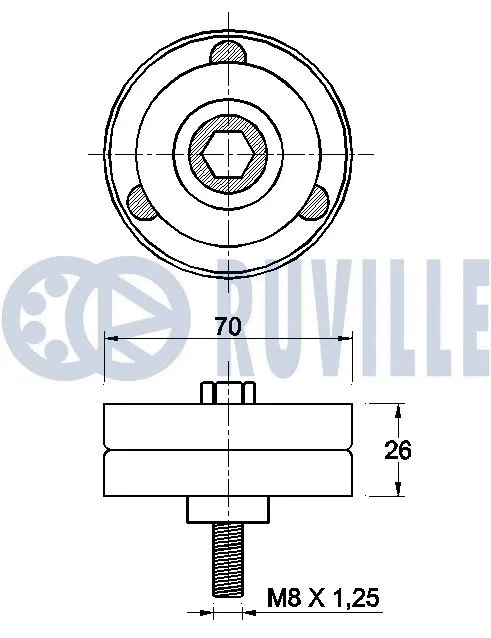 Deflection/Guide Pulley, V-ribbed belt