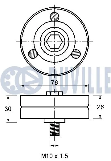 Deflection/Guide Pulley, V-ribbed belt
