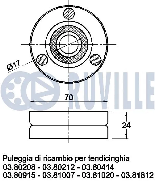 Deflection/Guide Pulley, V-ribbed belt