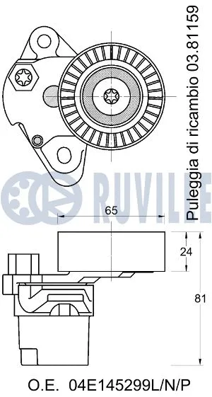Belt Tensioner, V-ribbed belt