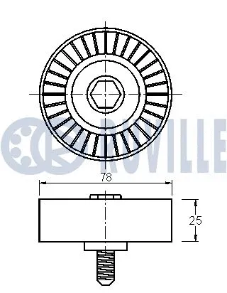 Deflection/Guide Pulley, V-ribbed belt